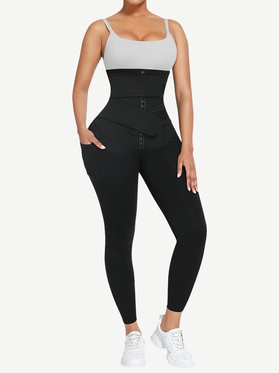 PU Coated Waist Sculpting Leggings