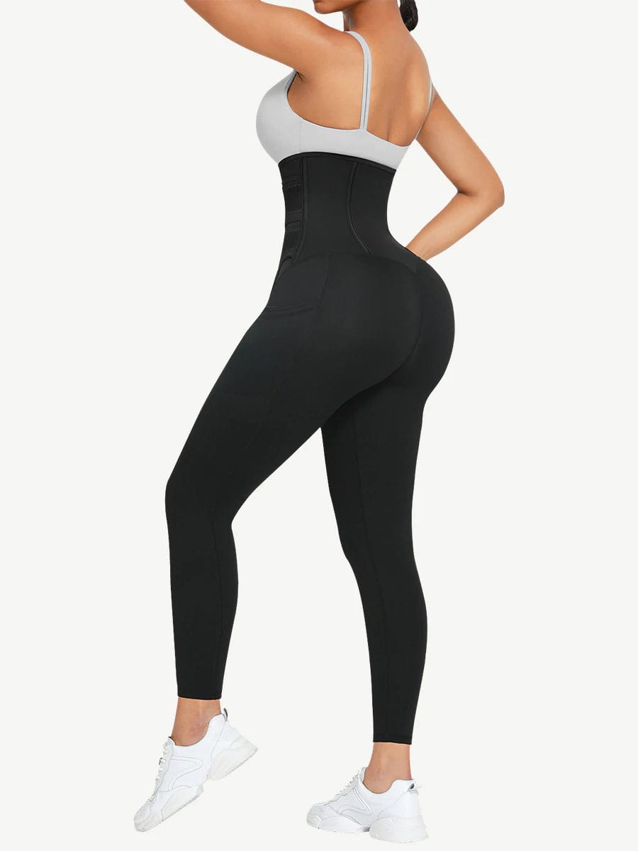 PU Coated Waist Sculpting Leggings