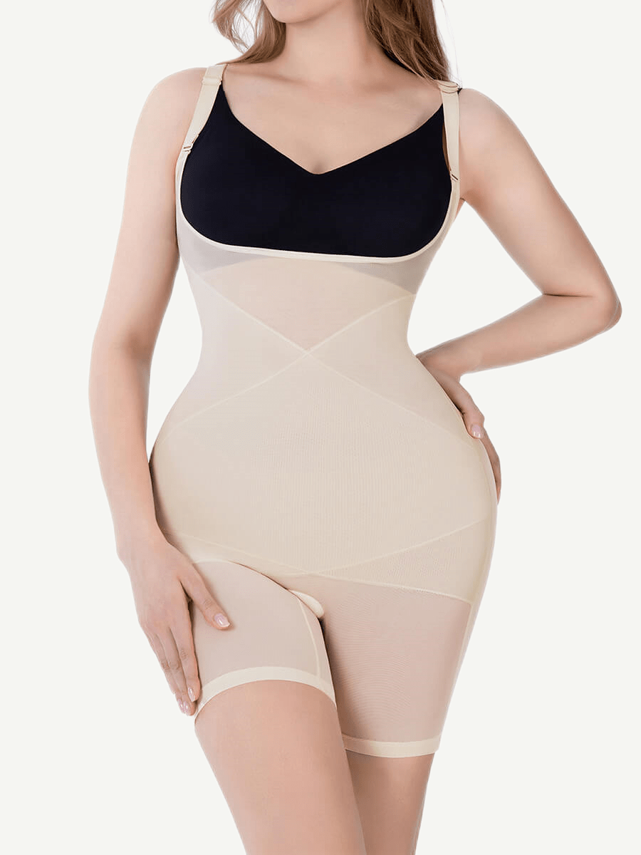 Open-Bust Crossover Bodysuit