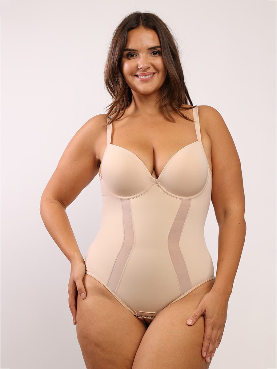 U-Back Mesh Panel Bodysuit