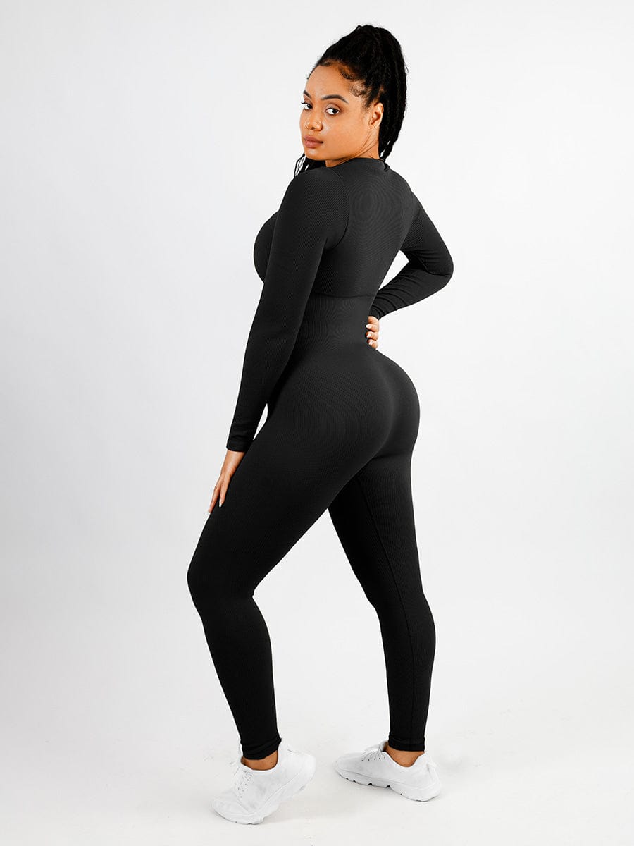 Deep V Button Detail Catsuit