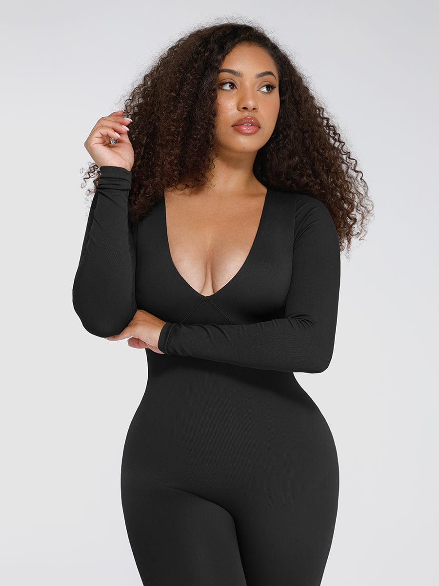 Deep V Long Sleeve Catsuit