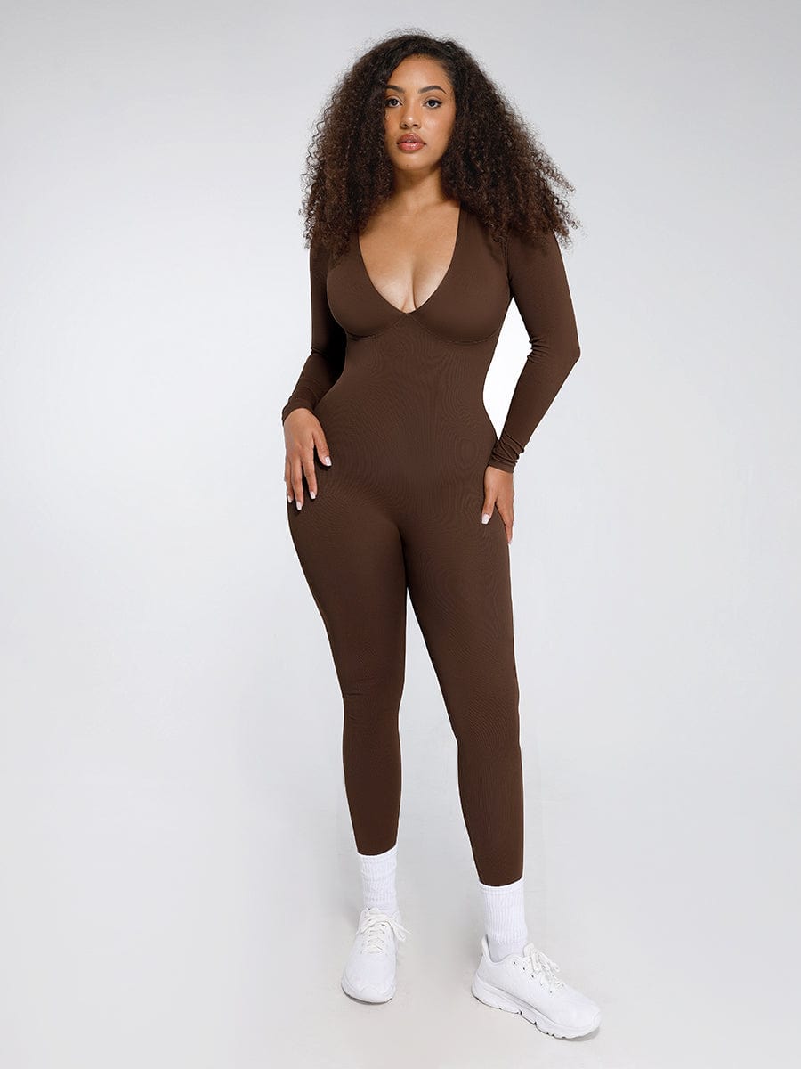 Deep V Long Sleeve Catsuit