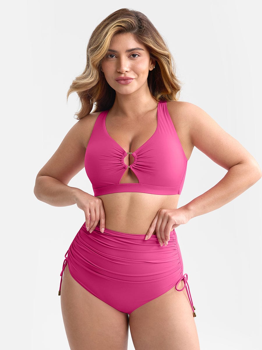 Deep V Drawstring Tummy Swimsuit