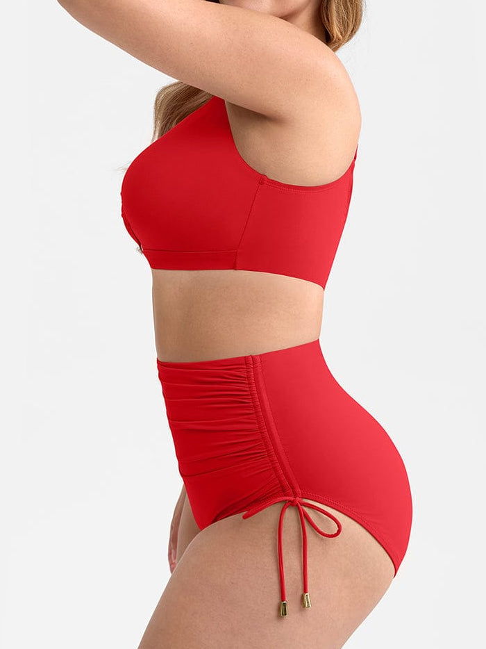 Deep V Drawstring Tummy Swimsuit