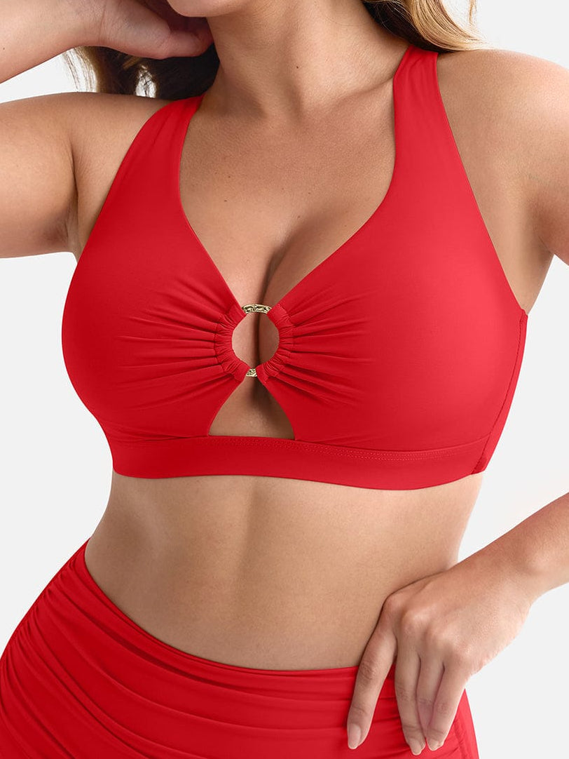 Deep V Drawstring Tummy Swimsuit