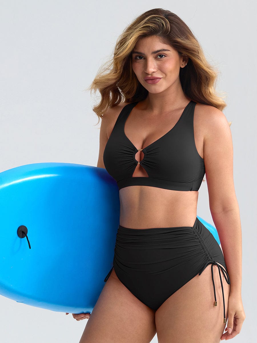 Deep V Drawstring Tummy Swimsuit