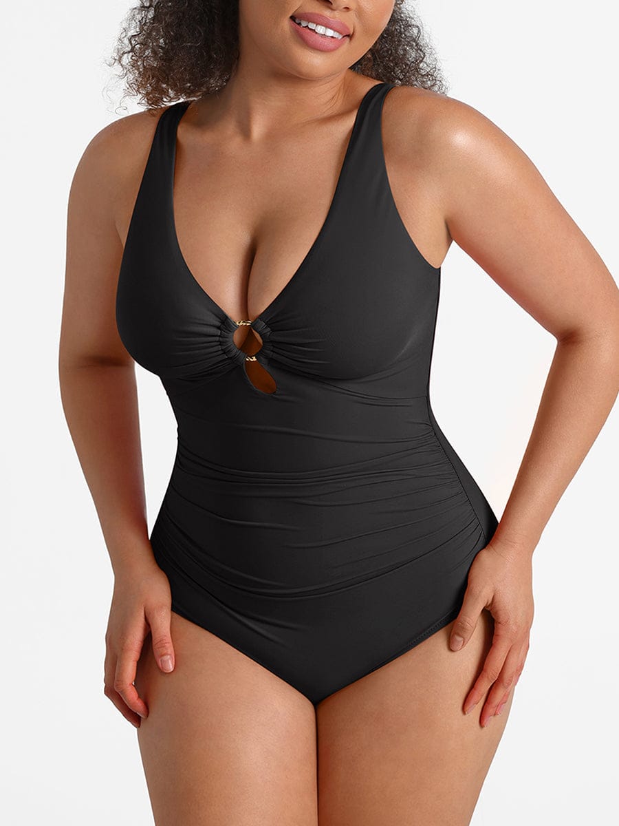 Ruched Deep V Shaping Swimsuit