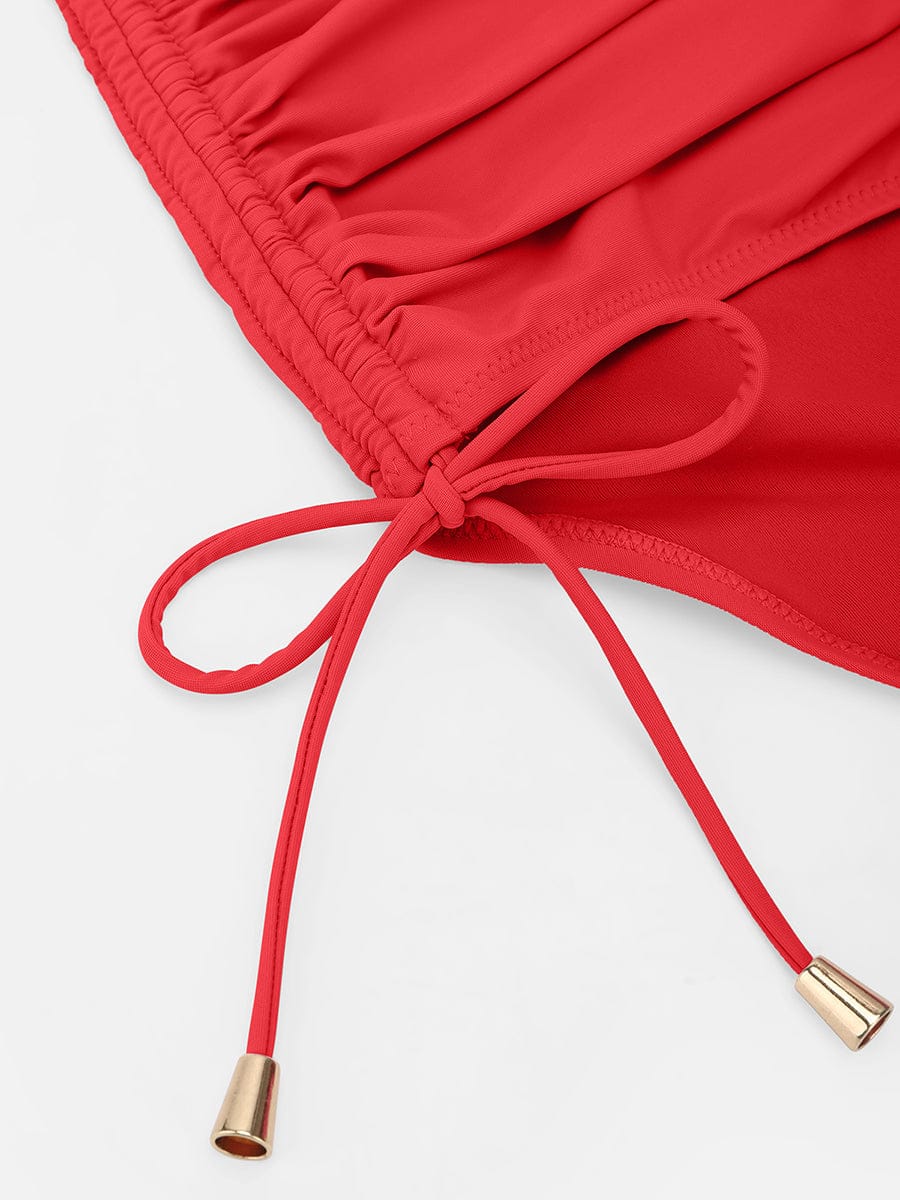 Deep V Drawstring Tummy Swimsuit