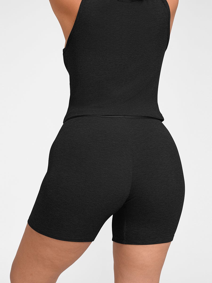 Ribbed Mid-Waist Boxer Shorts