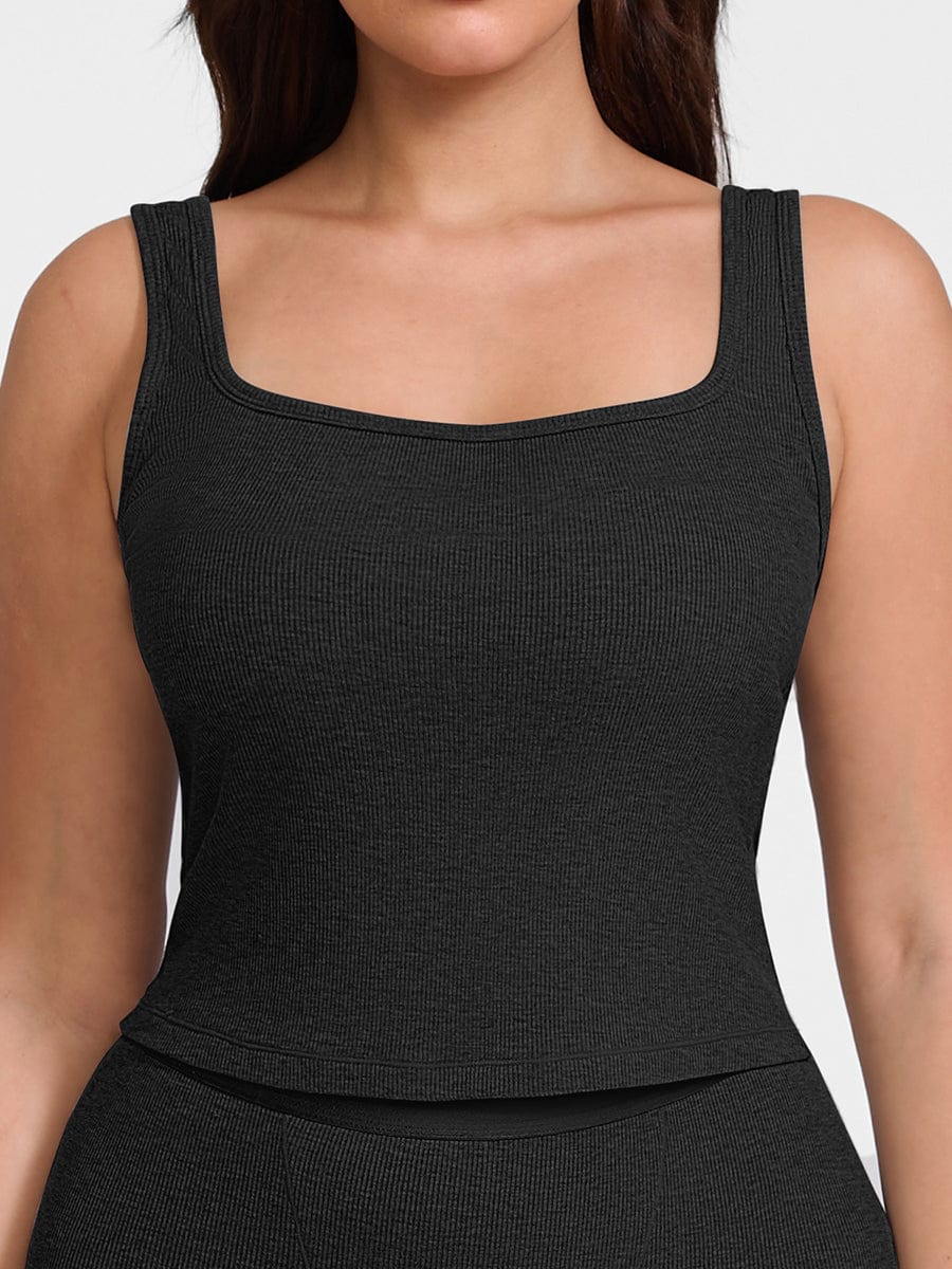 Ribbed Scoop Neck Tank Top
