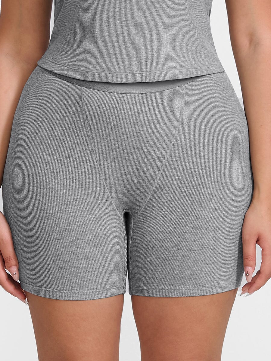 Ribbed Mid-Waist Boxer Shorts