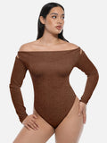 Shiny Draped Neck All-In-One Bodysuit