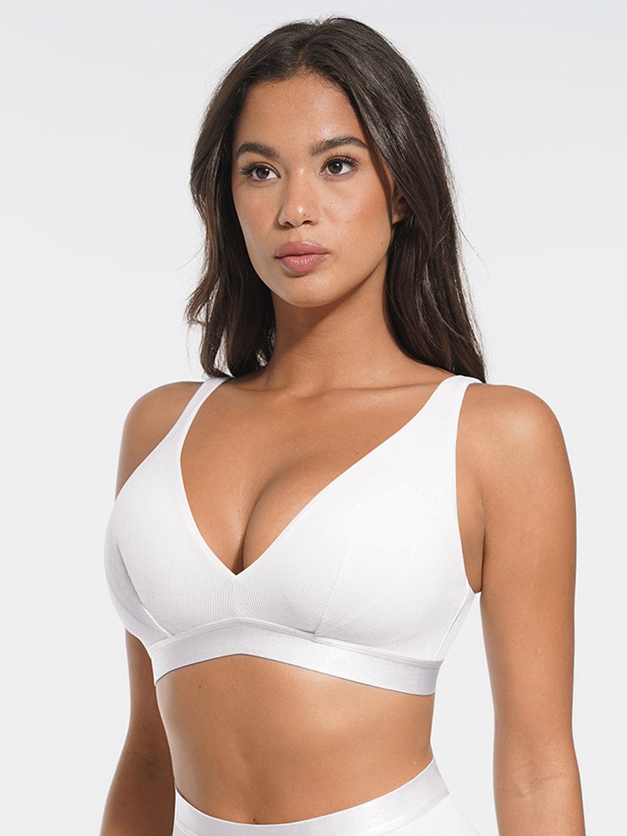Deep V-Neck Ribbed Modal Bralette