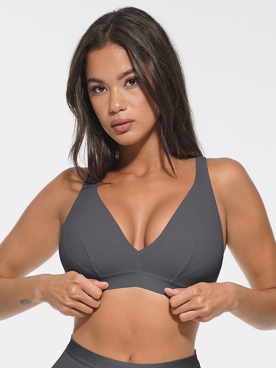 Deep V-Neck Ribbed Modal Bralette