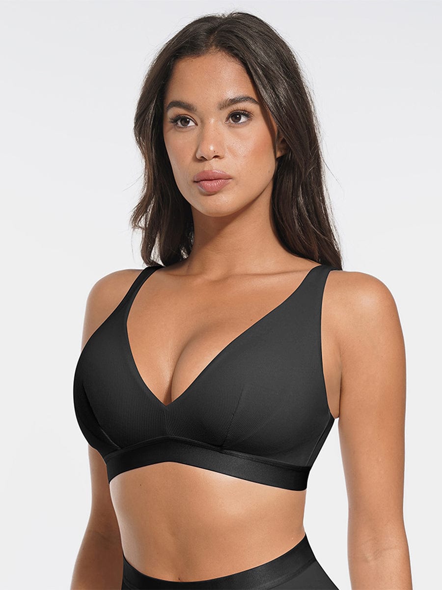 Deep V-Neck Ribbed Modal Bralette