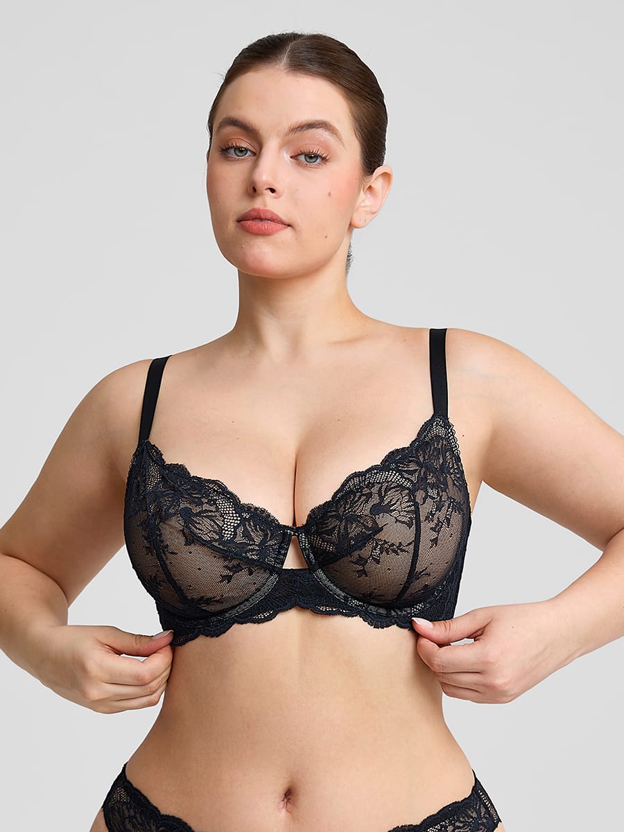 Sheer Floral Lace Underwire Bra
