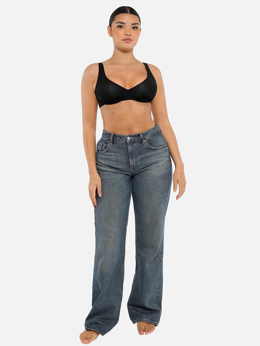 Deep V-Neck Side Support Bra