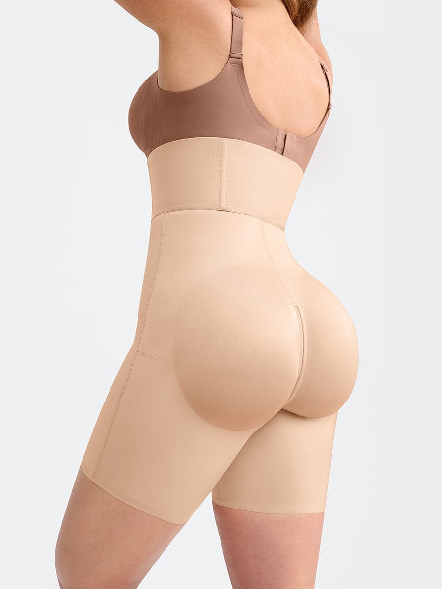 Zip-Front Hard Mesh Shaper Shorts