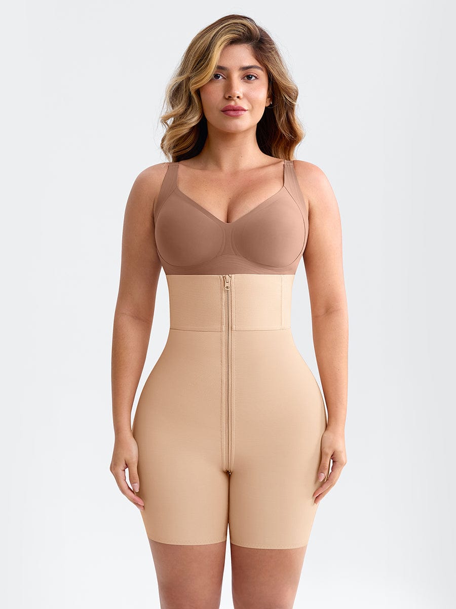 Zip-Front Hard Mesh Shaper Shorts