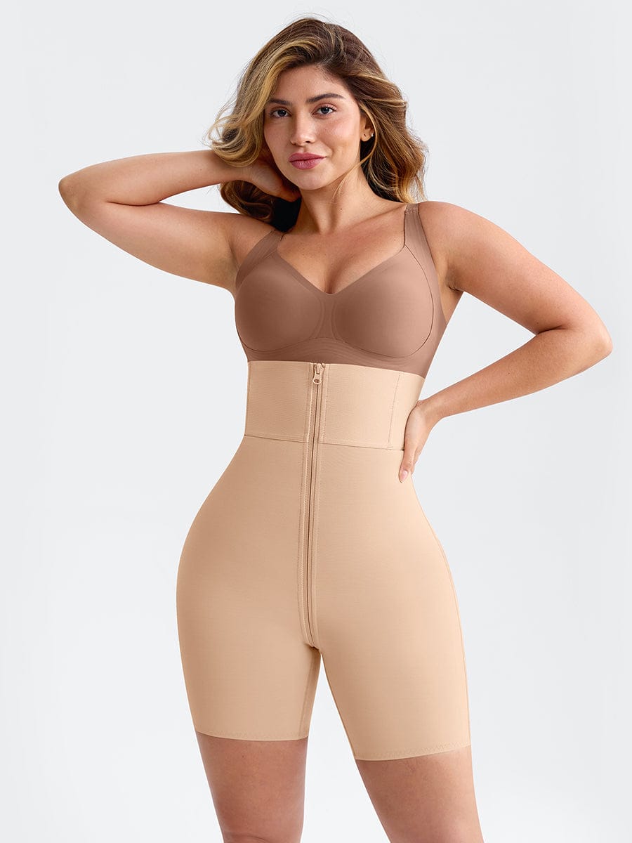 Zip-Front Hard Mesh Shaper Shorts
