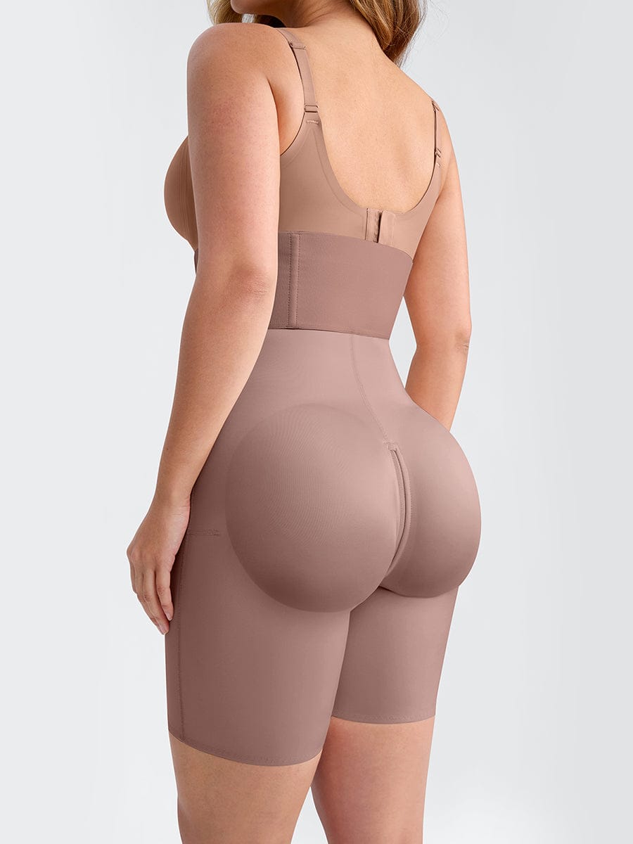 Zip-Front Hard Mesh Shaper Shorts