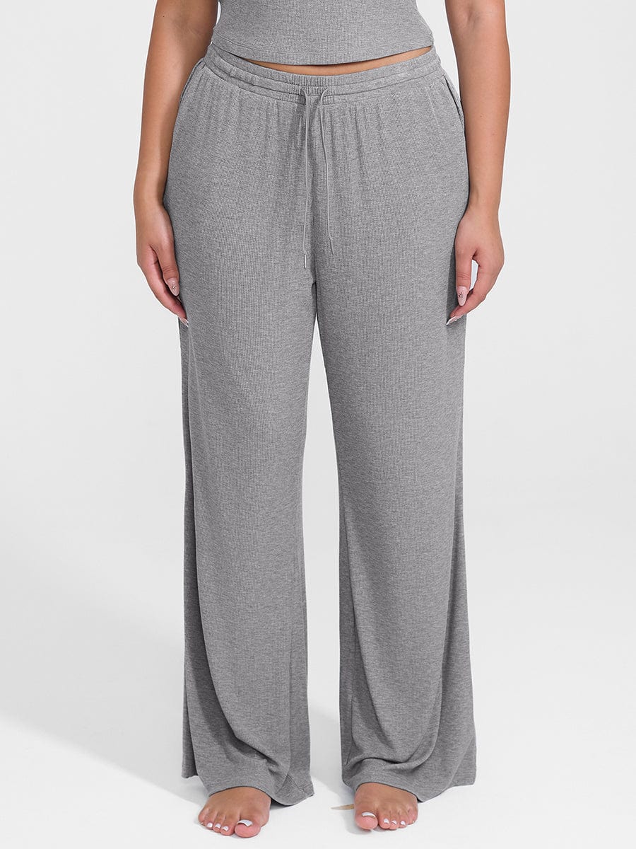 Ribbed Wide-Leg Lounge Pants