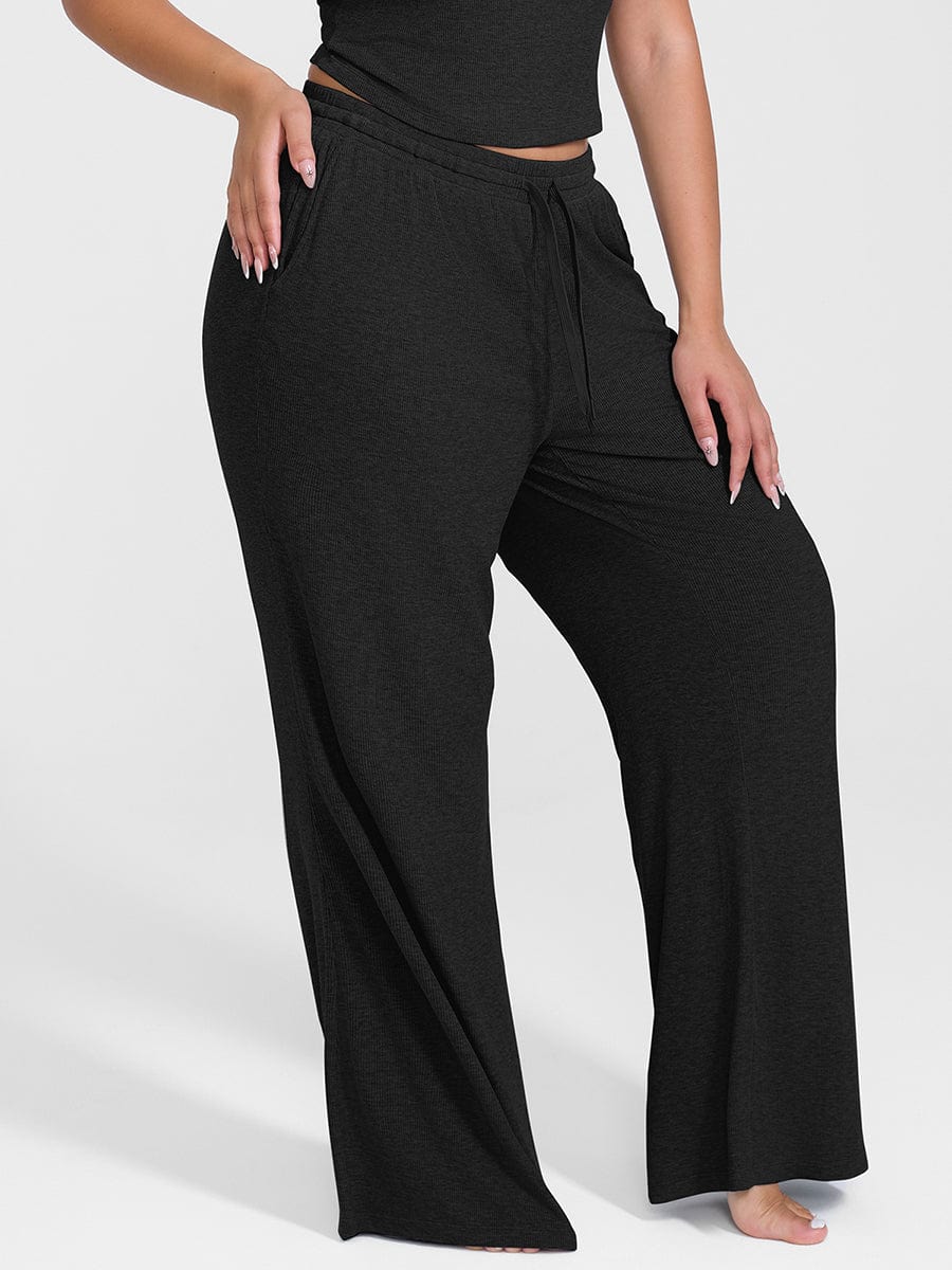 Ribbed Wide-Leg Lounge Pants
