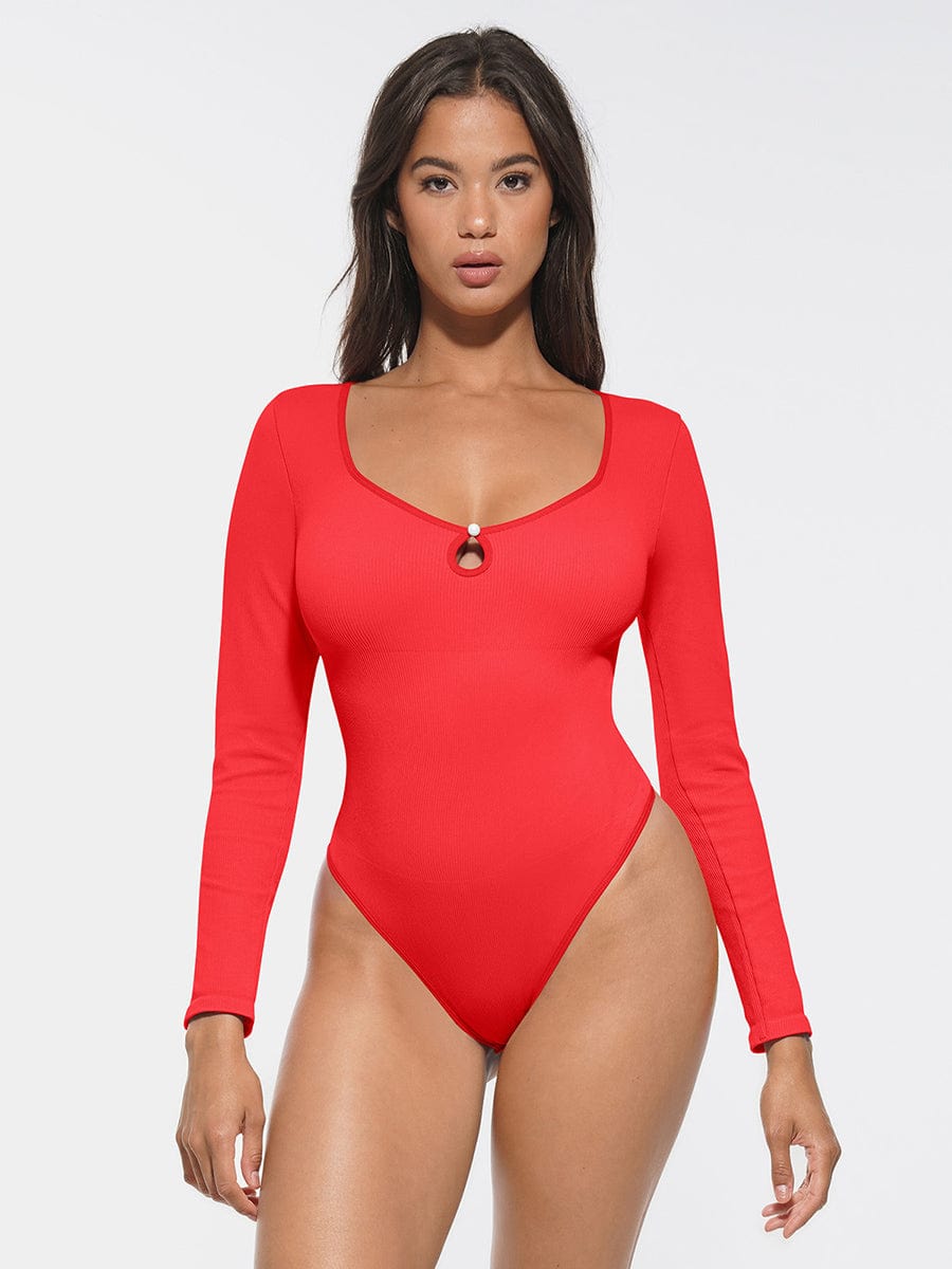 Ribbed Scoop Neck Bodysuit