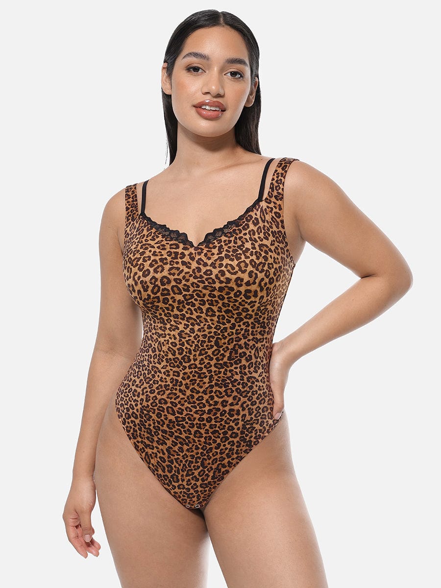 Lace V-Neck T-Back Bodysuit