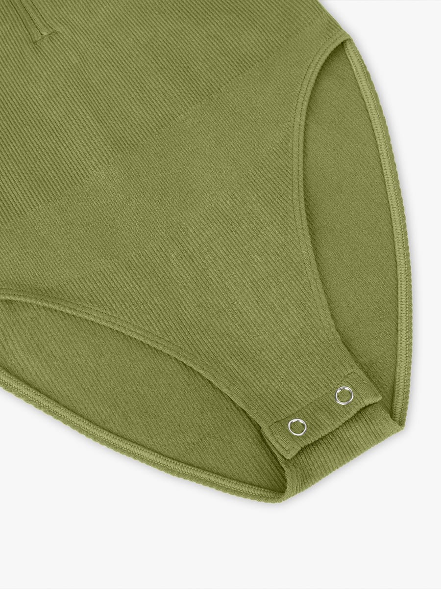 Ribbed Zip-Front Bodysuit