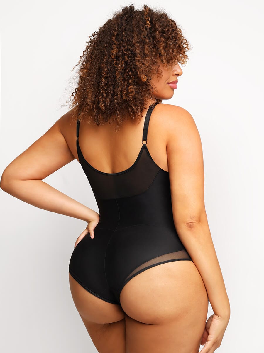 Deep V Mesh Panty Bodysuit