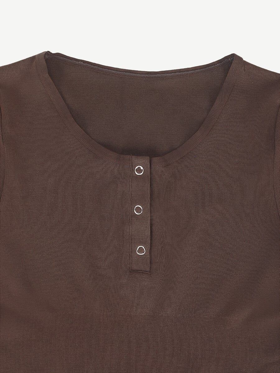 Modal Snap Placket Thong Bodysuit