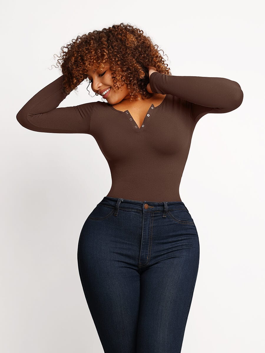 Modal Snap Placket Thong Bodysuit