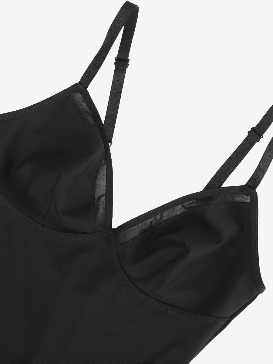 Deep V Mesh Panty Bodysuit