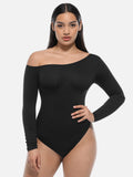 Diagonal Neck Long-Sleeve Bodysuit