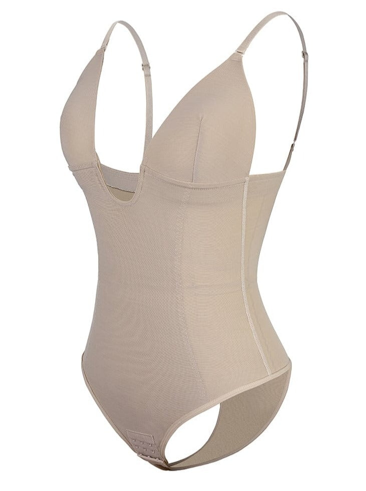 Plunge Low-Back Thong Bodysuit