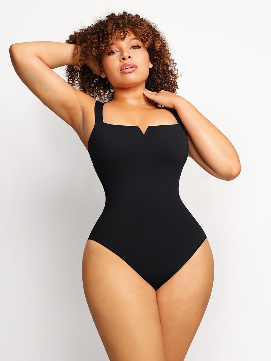Square Neck Ruched Bodysuit
