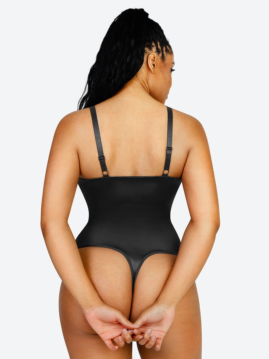 Braless Pearl Satin Thong Bodysuit