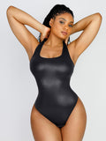 Faux Leather Square Neck Bodysuit