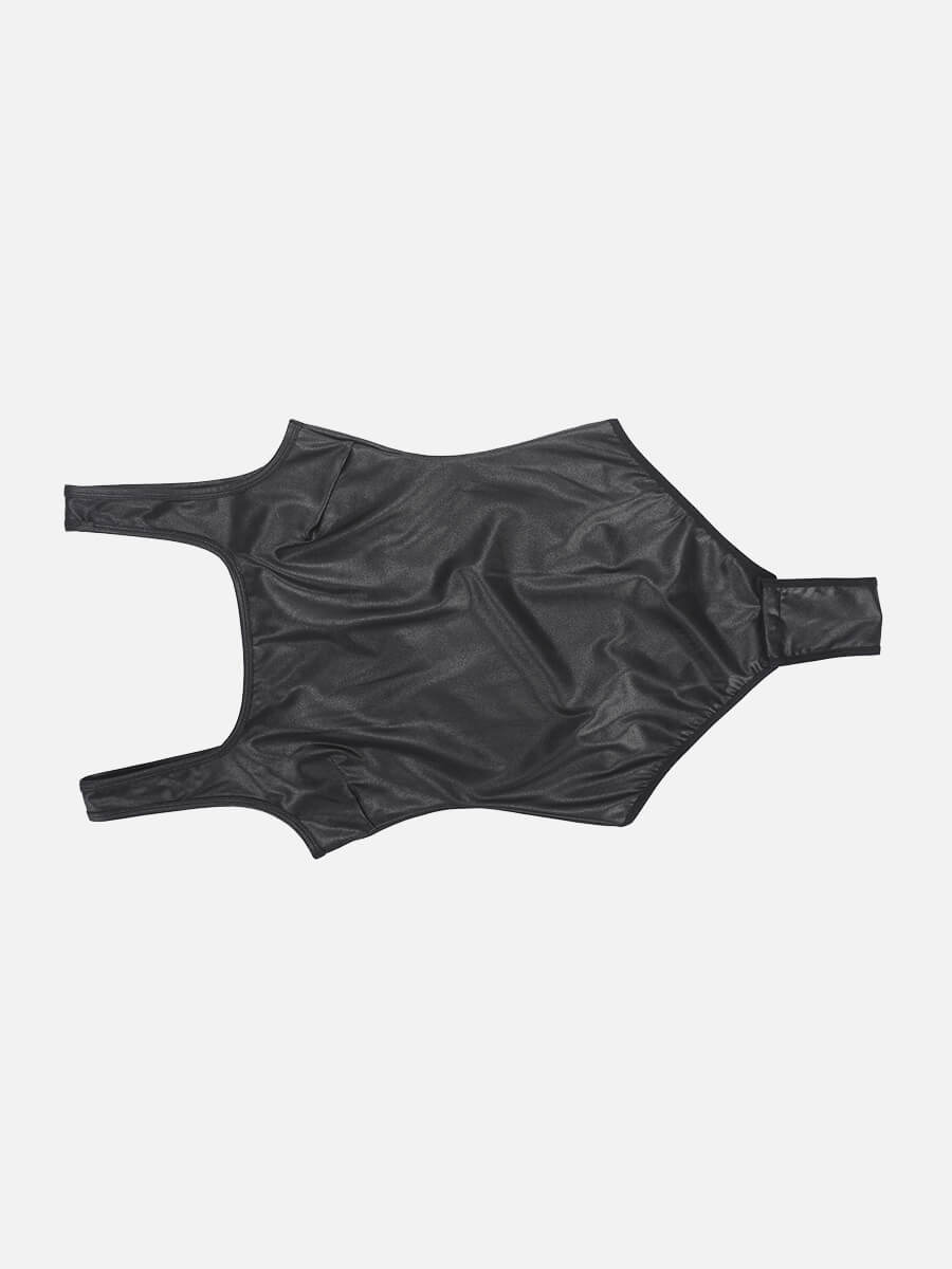 Faux Leather Square Neck Bodysuit