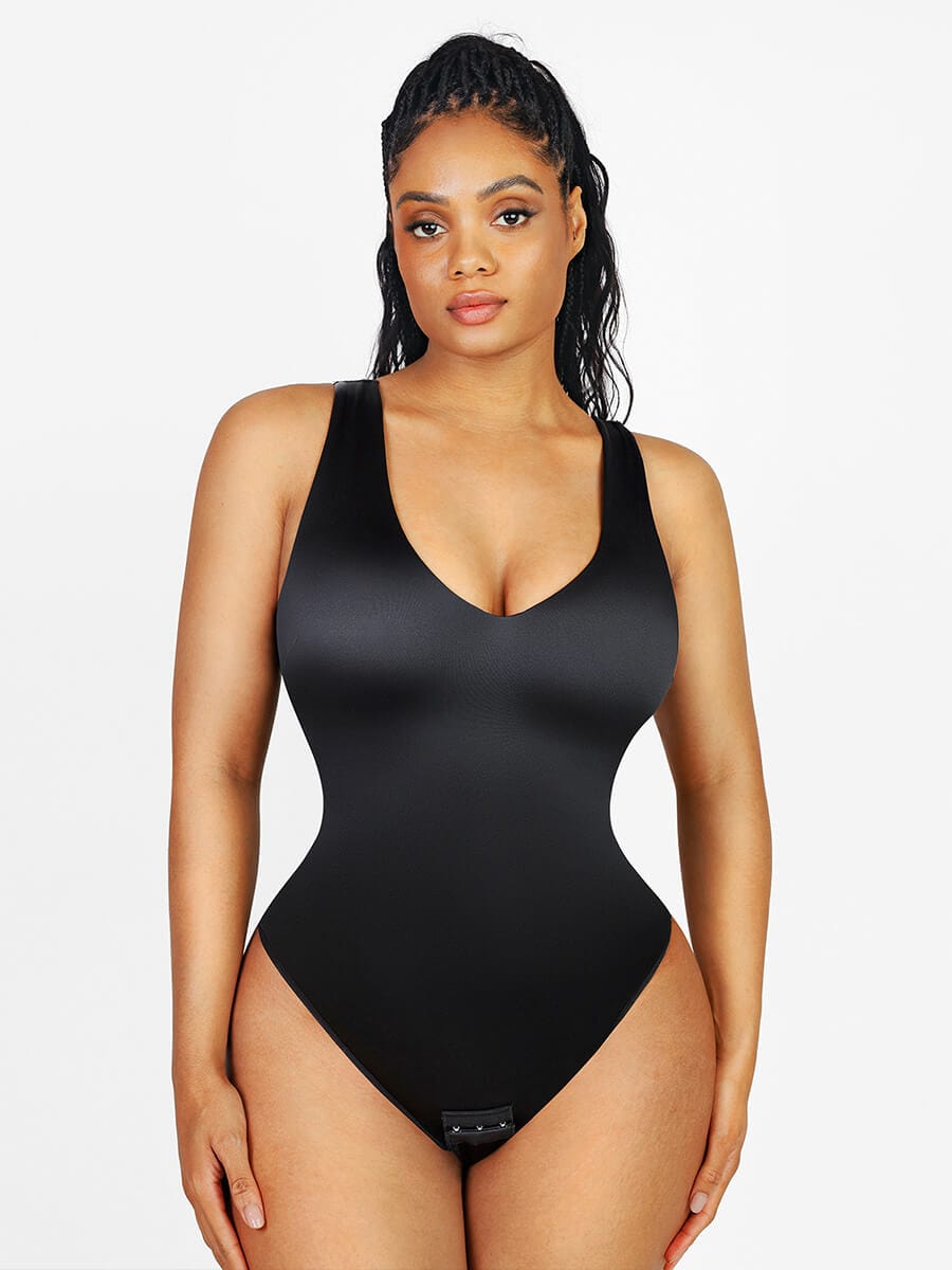 Pearl Satin Deep V Bodysuit