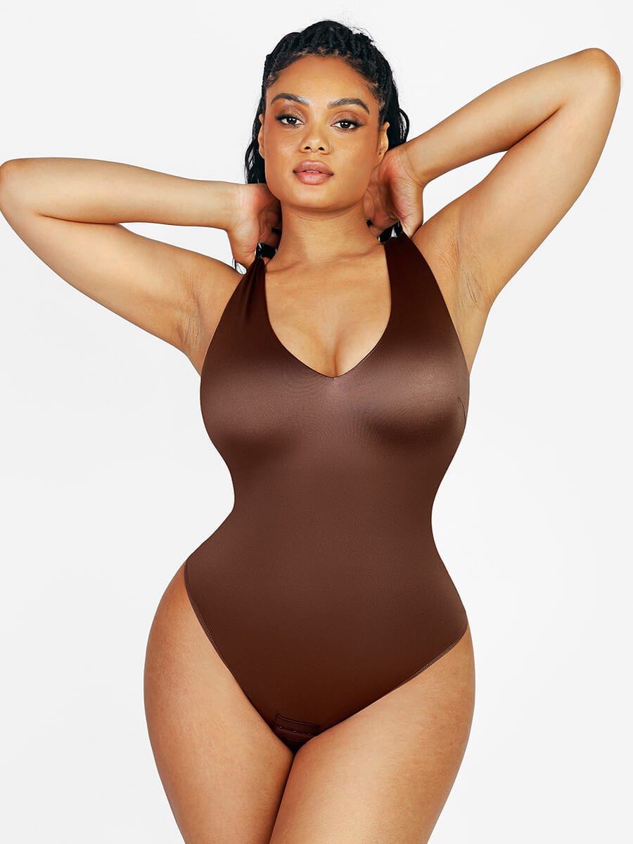 Pearl Satin Deep V Bodysuit