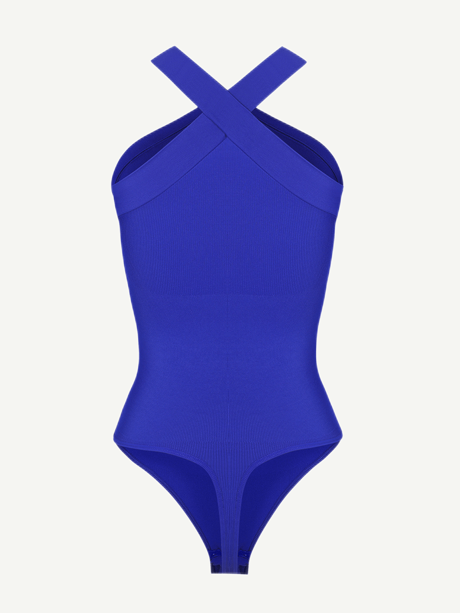 Crossover Halter Thong Bodysuit
