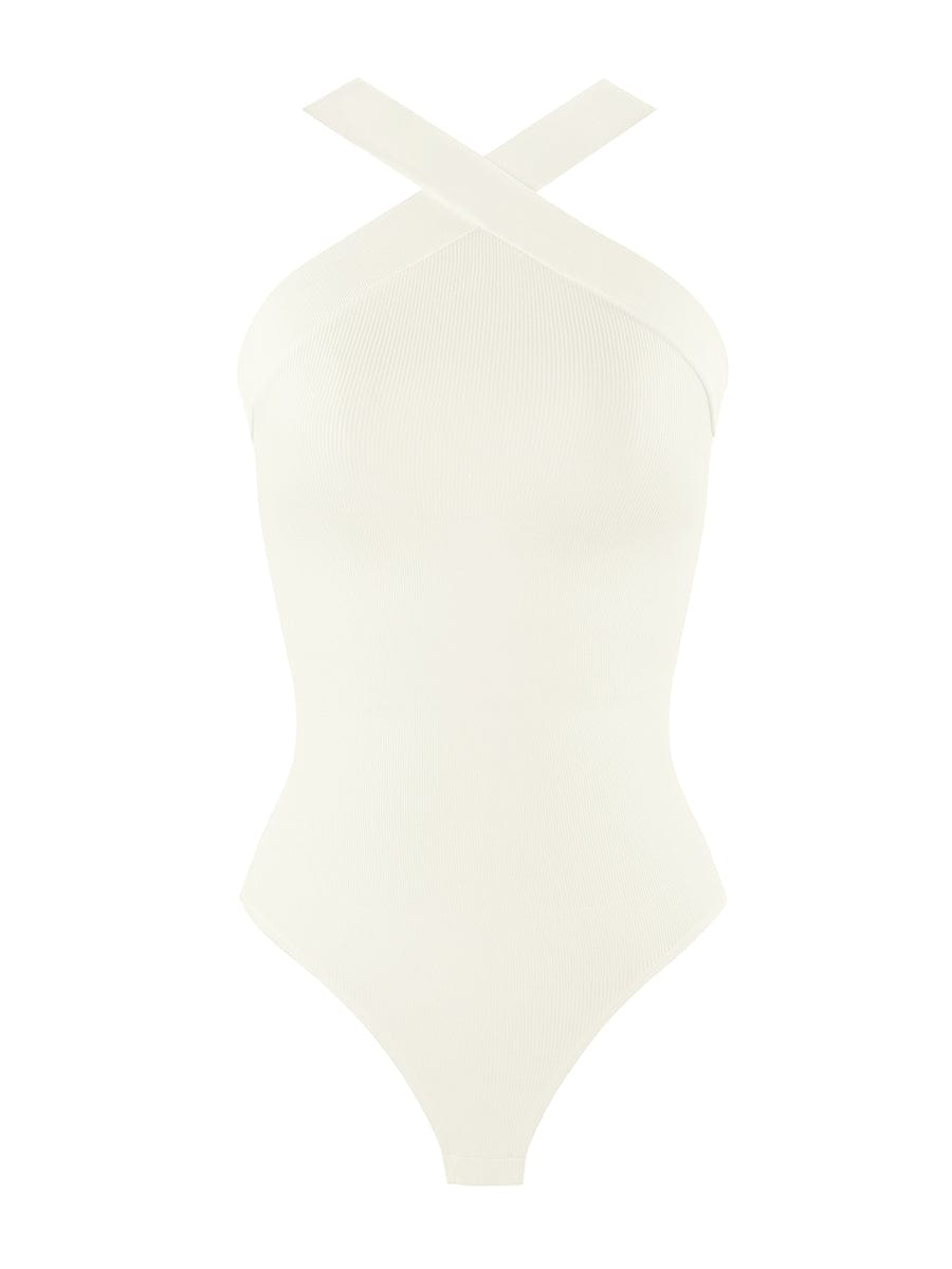 Crossover Halter Thong Bodysuit