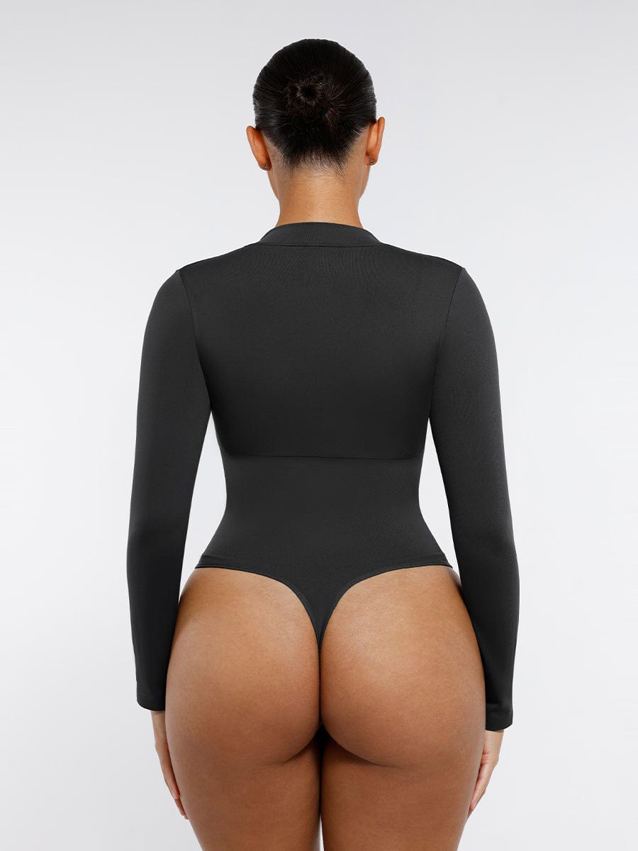 Zip Stand Collar Long Sleeve Bodysuit