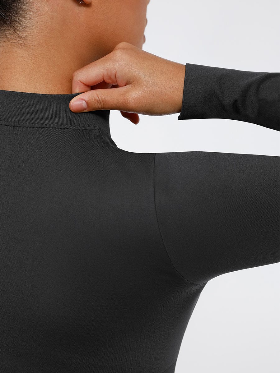 Zip Stand Collar Long Sleeve Bodysuit