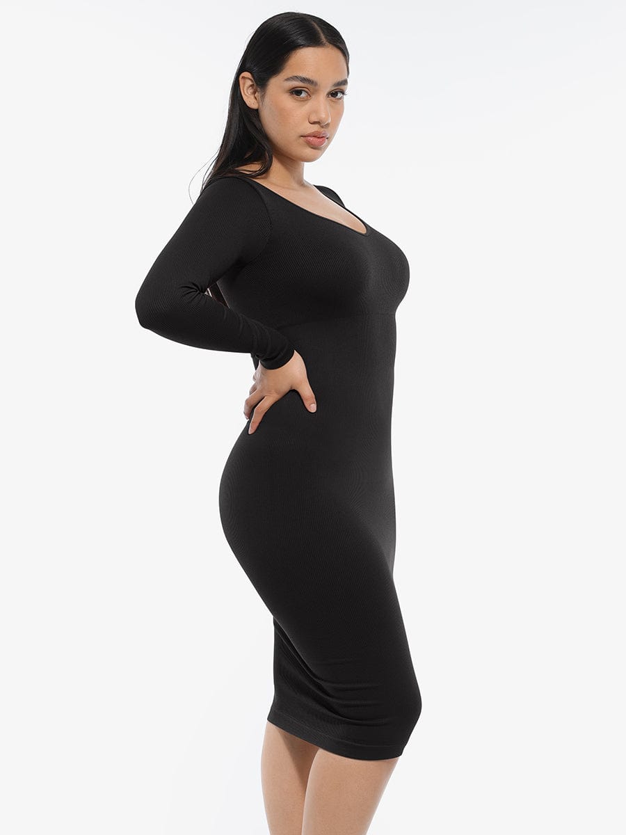 V-Neck Long Sleeve Dress