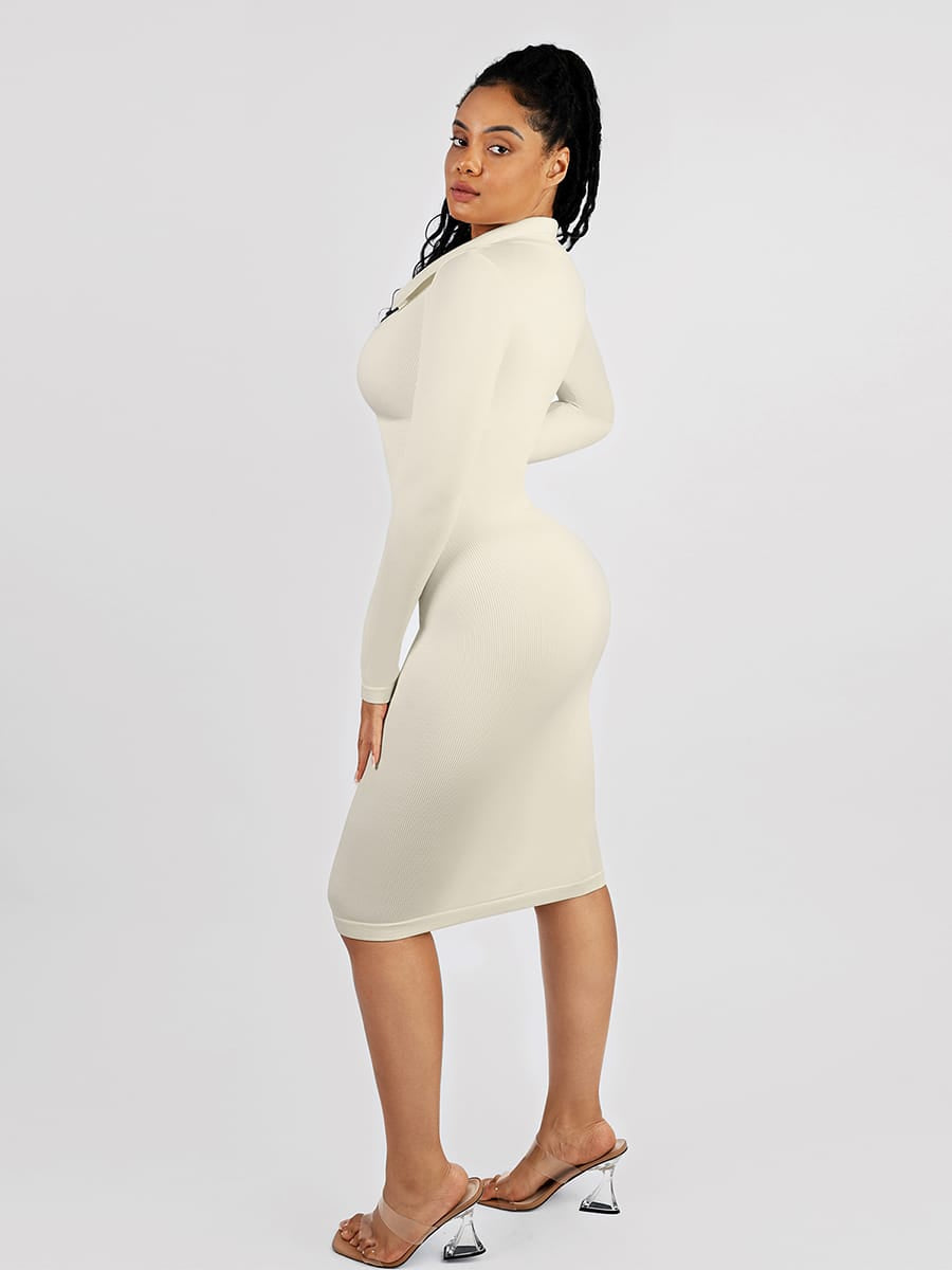 Collared Zip-Front Shirt Dress