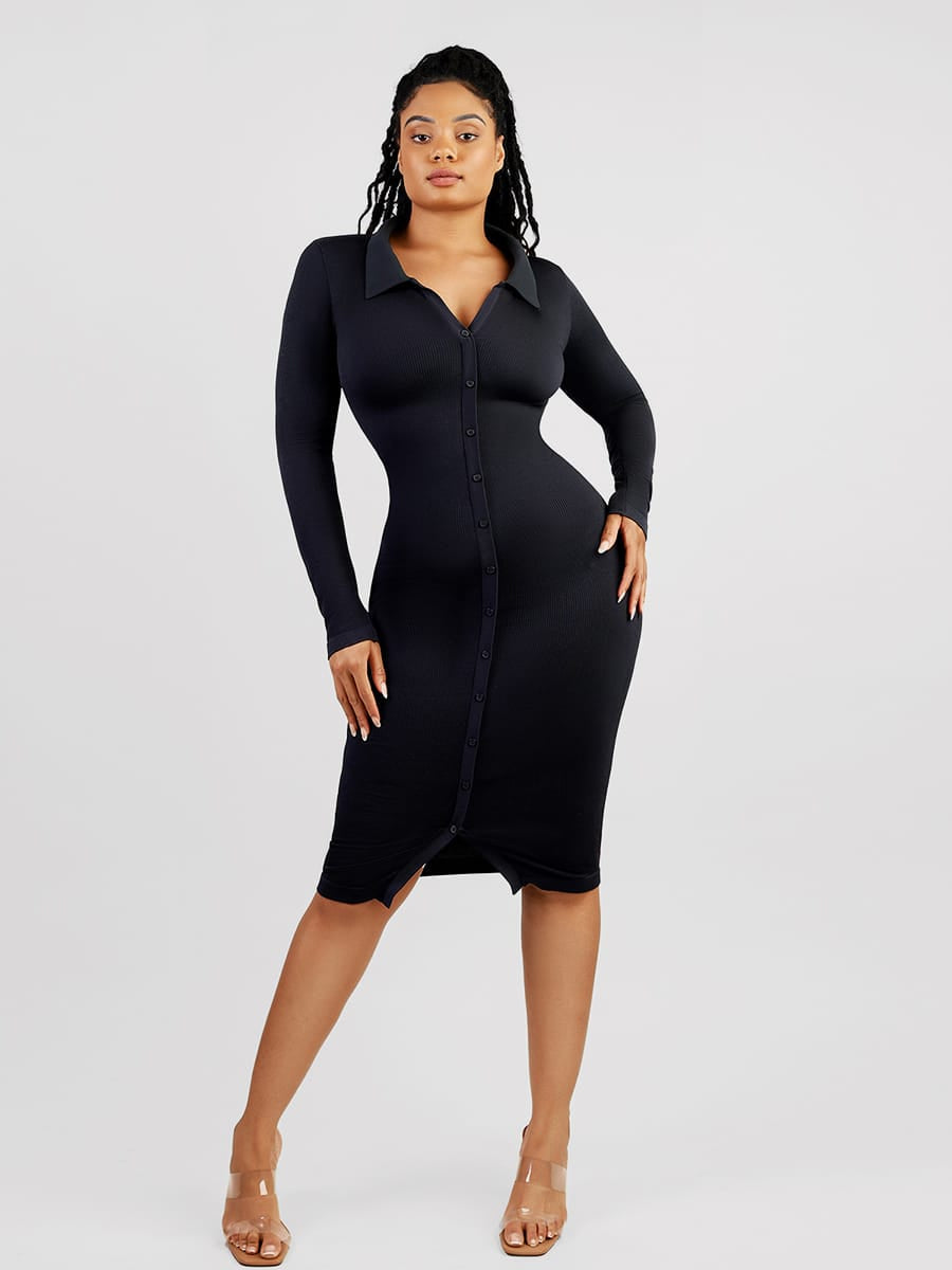 Collared Zip-Front Shirt Dress